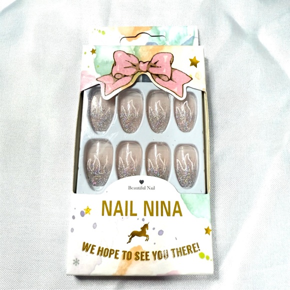 24 PC Press on Nail Set x5 Long French Medium Almond Long Ballerina French Nails - Picture 4 of 16